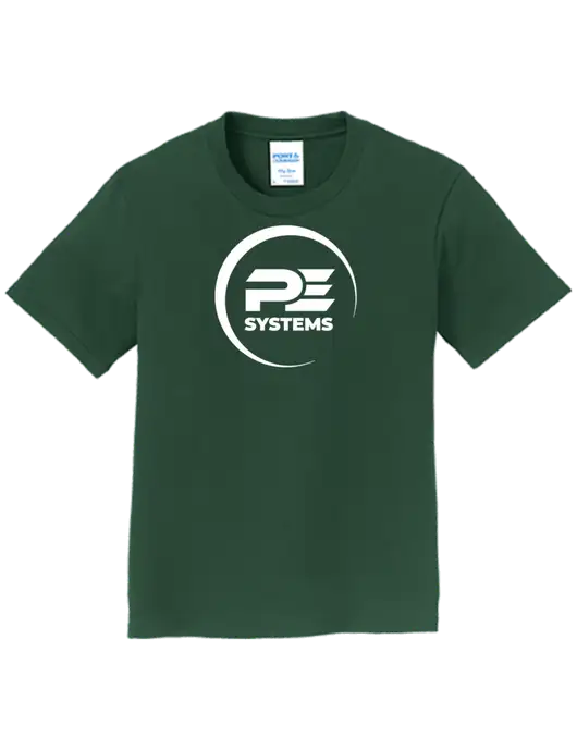 Youth Ring Spun Forest Green 4.5 oz T-Shirt w/PE Systems Logo