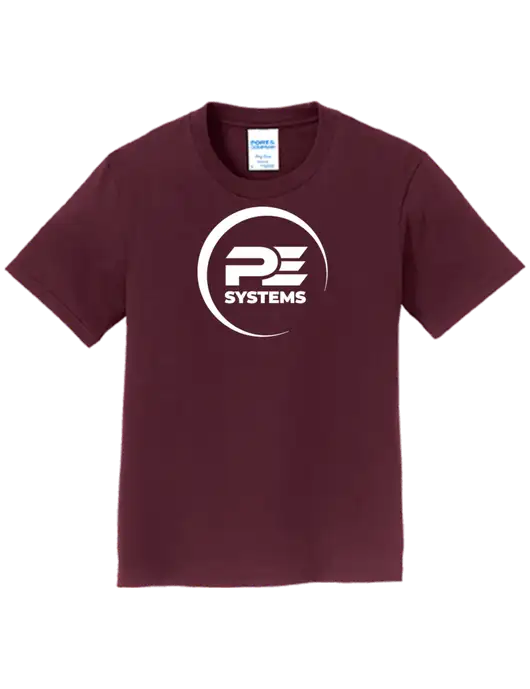 Youth Ring Spun Maroon 4.5 oz T-Shirt w/PE Systems Logo