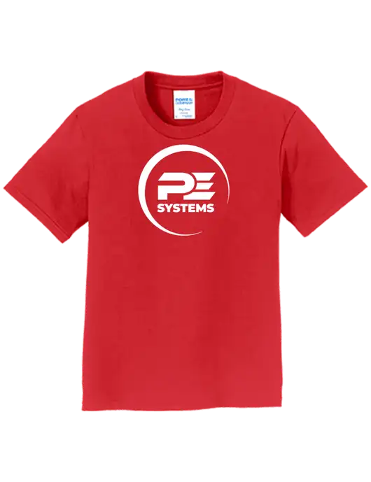 Youth Ring Spun Bright Red 4.5 oz T-Shirt w/PE Systems Logo