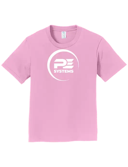 Youth Ring Spun Candy Pink 4.5 oz T-Shirt w/PE Systems Logo