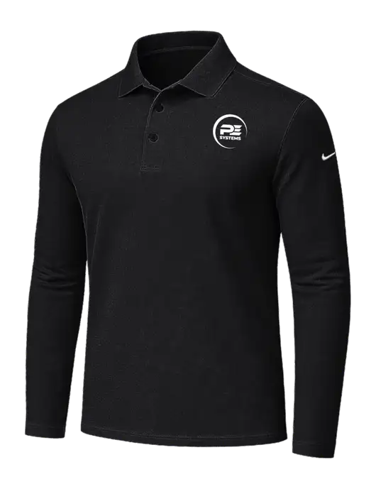 Nike Black Dri-FIT Micro Pique 2.0 Long Sleeve Polo w/PE Systems Logo