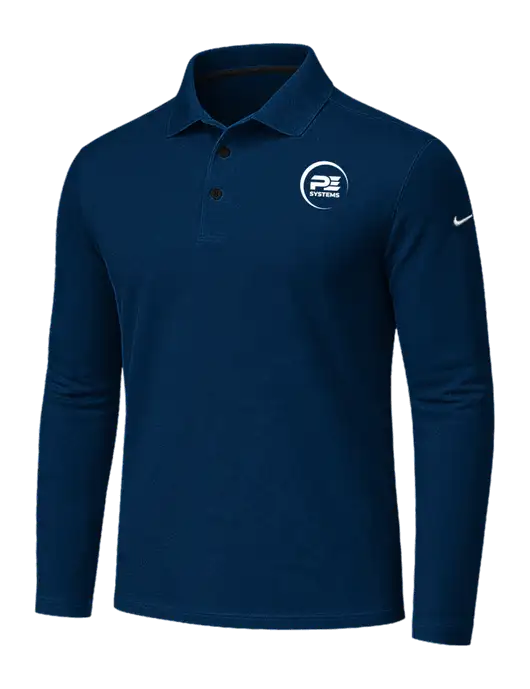 Nike Navy Dri-FIT Micro Pique 2.0 Long Sleeve Polo w/PE Systems Logo