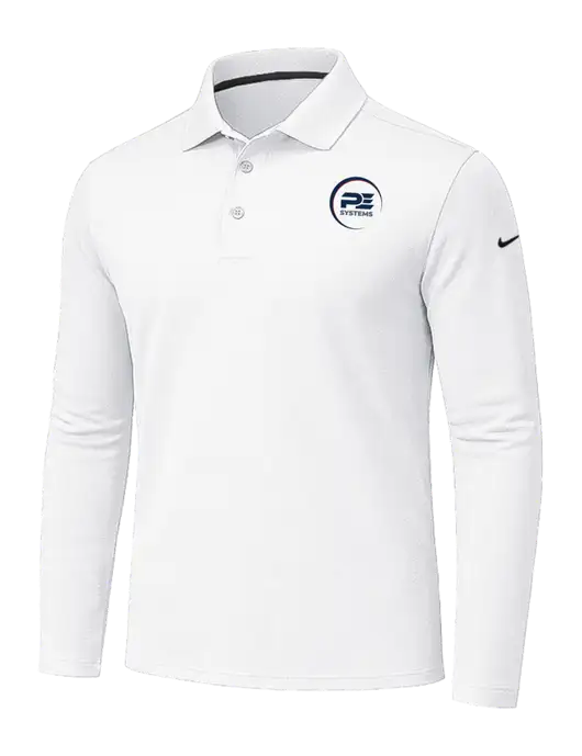 Nike White Dri-FIT Micro Pique 2.0 Long Sleeve Polo w/PE Systems Logo